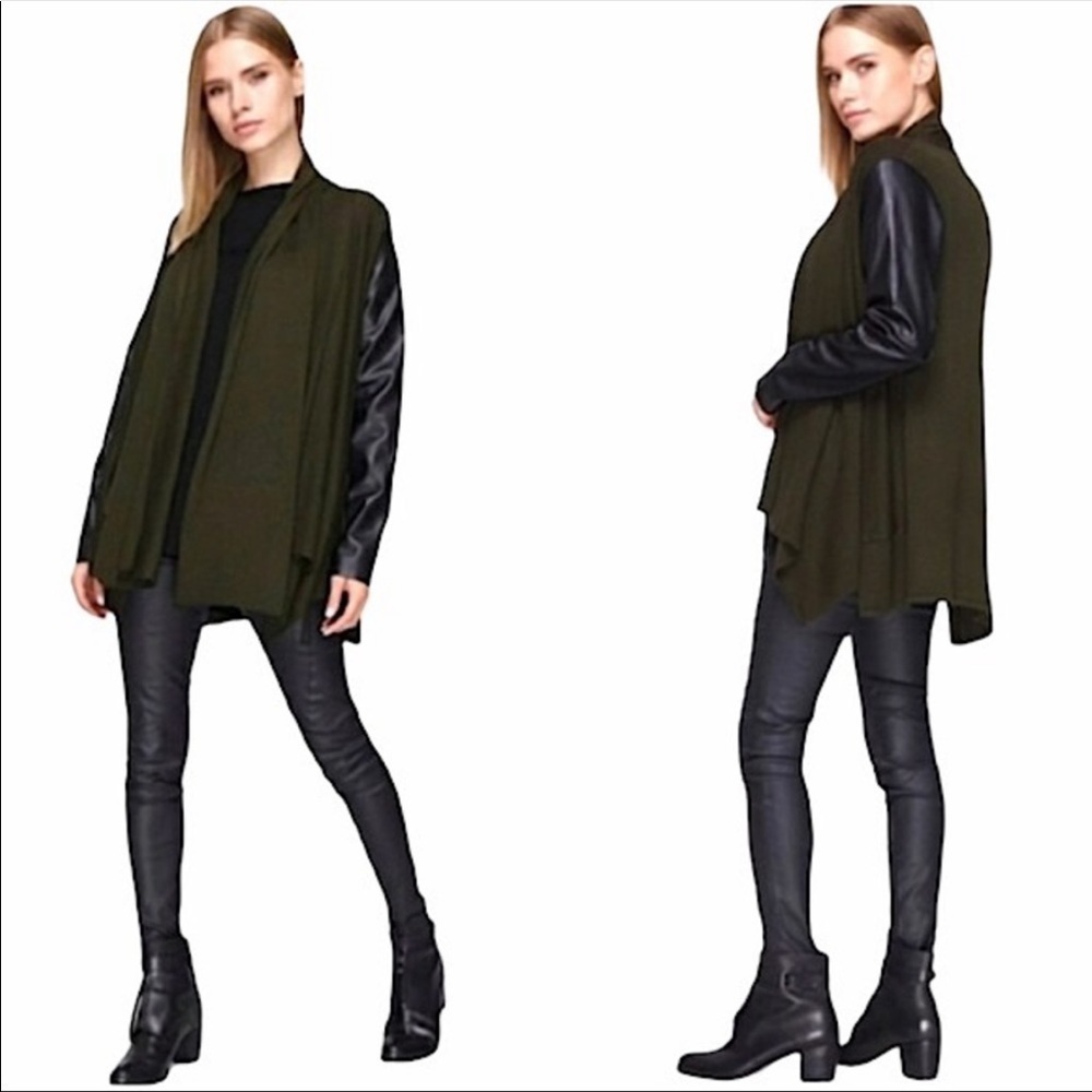 Zara Open Hang Cardigan w/ faux leather sleeves